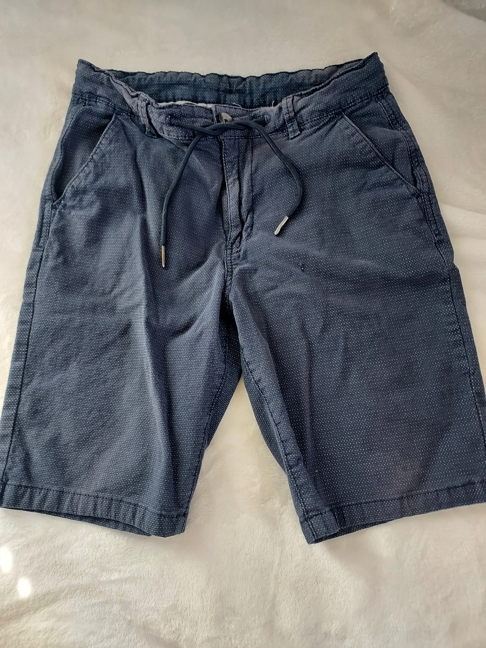Livery Blue Textured Pin Dot Casual Shorts Waist 30 Summer Everyday Normcore